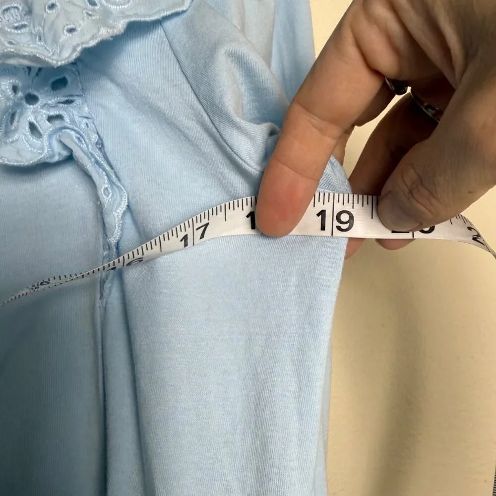 J.Crew Long Sleeve Eyelet Ruffle Blouse In Light Blue Size S - Picture 7 of 8